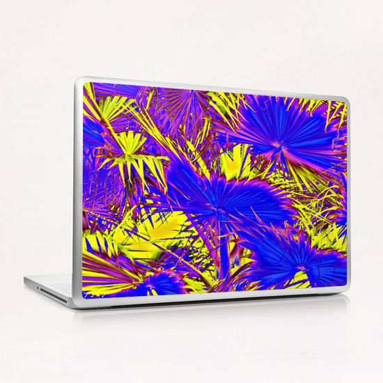 closeup palm leaf texture abstract background in blue pink and yellow Laptop & iPad Skin by Timmy333