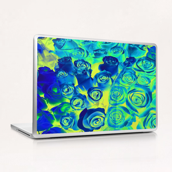 bouquet of roses texture pattern abstract in blue and green Laptop & iPad Skin by Timmy333