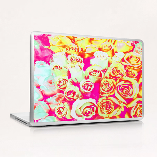 bouquet of roses texture pattern abstract in pink red yellow Laptop & iPad Skin by Timmy333