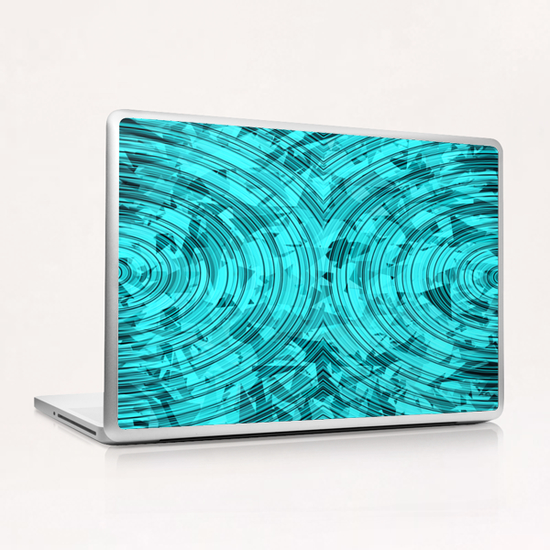 psychedelic geometric circle pattern abstract background in blue and green Laptop & iPad Skin by Timmy333