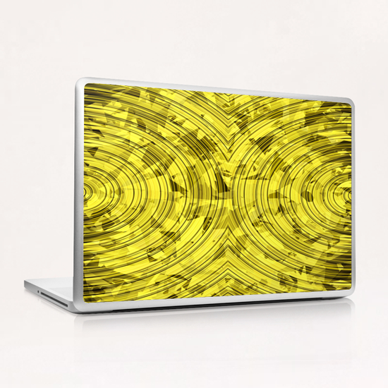 psychedelic geometric circle pattern abstract background in yellow Laptop & iPad Skin by Timmy333