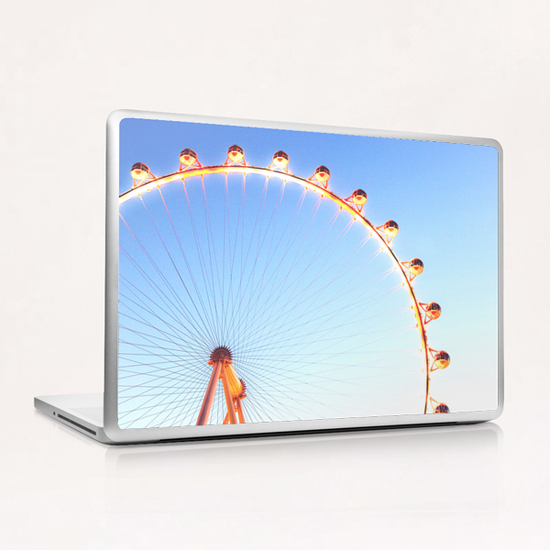 orange Ferris Wheel in the city with blue sky  Laptop & iPad Skin by Timmy333