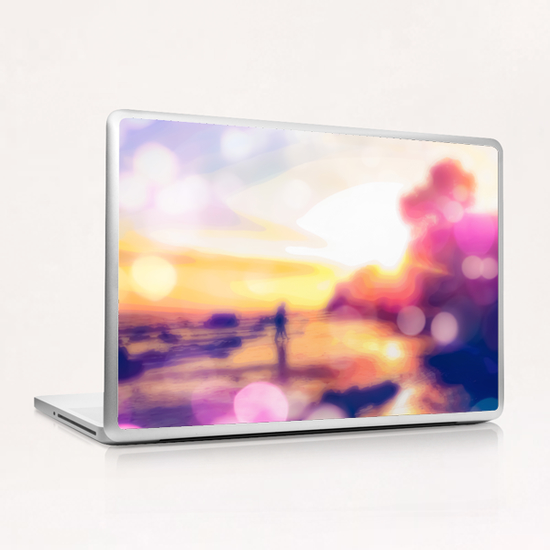 summer beach with sunset sky and beautiful bokeh light background Laptop & iPad Skin by Timmy333