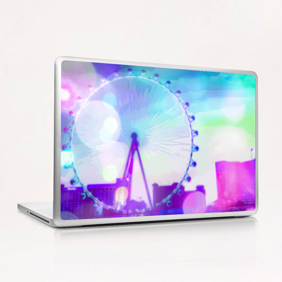 ferris wheel in the city at Las Vegas, USA with the night light bokeh Laptop & iPad Skin by Timmy333