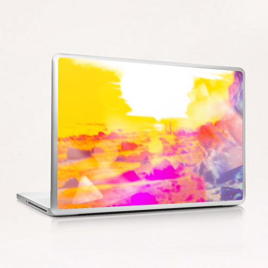 summer sunset at the beach with summer bokeh light abstract Laptop & iPad Skin by Timmy333