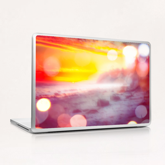 sunset sky at the beach in summer with bokeh light abstract Laptop & iPad Skin by Timmy333