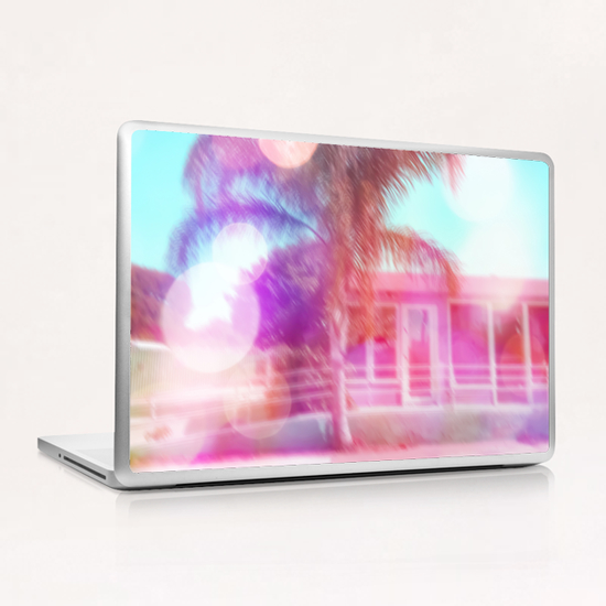 palm tree in the city with colorful bokeh light abstract  Laptop & iPad Skin by Timmy333