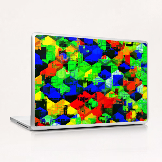 geometric square pattern abstract in green blue red Laptop & iPad Skin by Timmy333