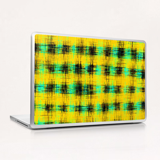 plaid pattern abstract texture in yellow green black Laptop & iPad Skin by Timmy333