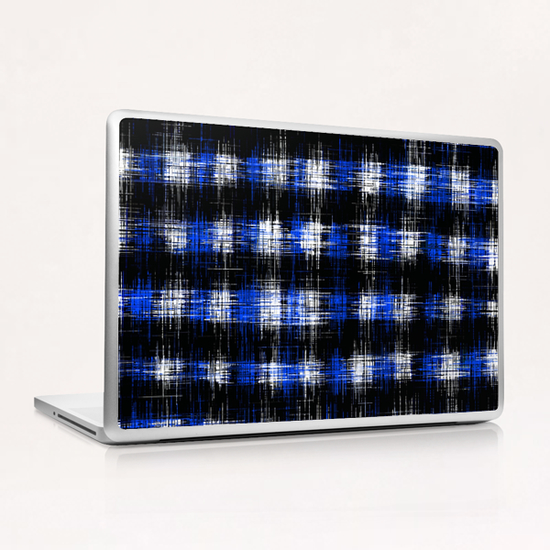 plaid pattern painting texture abstract in blue and black Laptop & iPad Skin by Timmy333