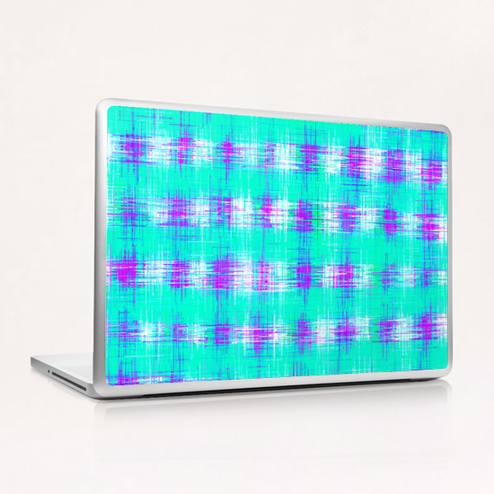 plaid pattern graffiti painting abstract in blue green and pink Laptop & iPad Skin by Timmy333