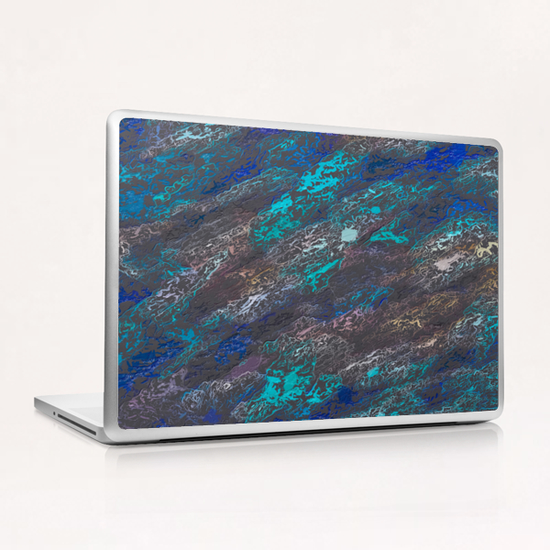 psychedelic splash painting texture abstract background in blue and black Laptop & iPad Skin by Timmy333