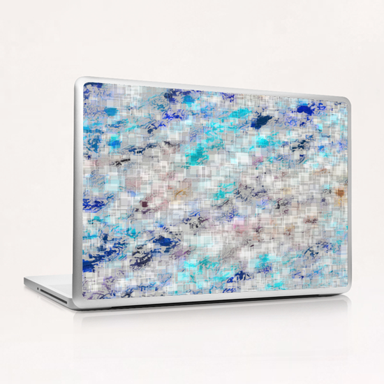 psychedelic geometric square pattern abstract background in blue and dark blue Laptop & iPad Skin by Timmy333