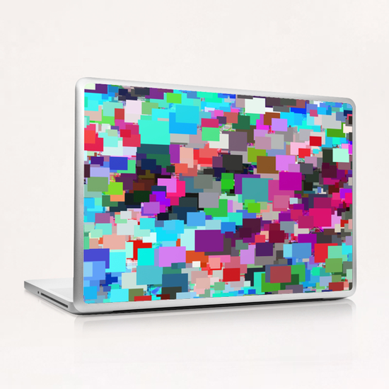 psychedelic geometric square pixel pattern abstract background in pink purple blue green red Laptop & iPad Skin by Timmy333