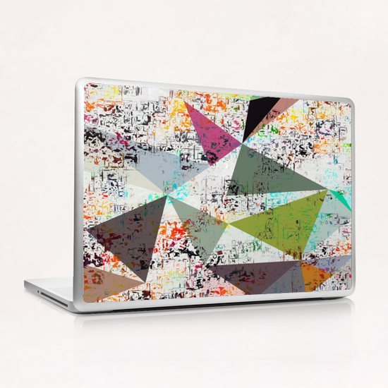 psychedelic geometric triangle pattern abstract with painting abstract background Laptop & iPad Skin by Timmy333