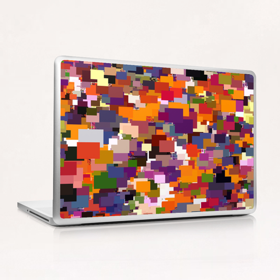 psychedelic geometric square pixel pattern abstract background in brown orange purple pink green Laptop & iPad Skin by Timmy333