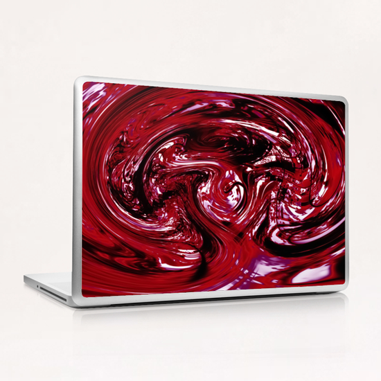 psychedelic spiral line pattern painting abstract background in red Laptop & iPad Skin by Timmy333