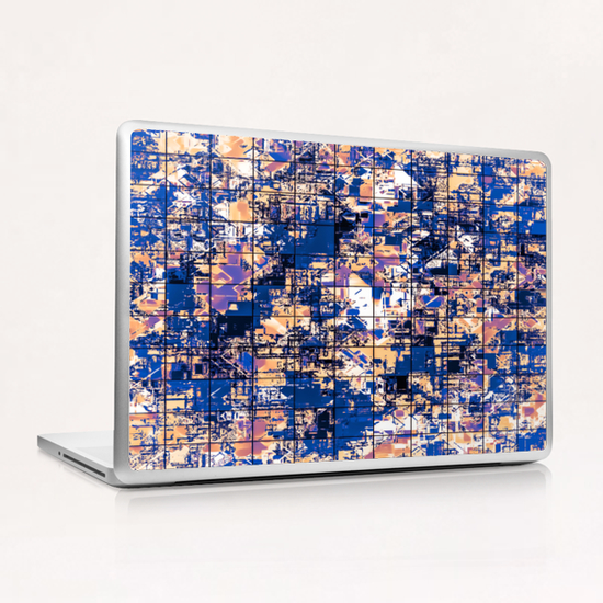 psychedelic geometric square pattern abstract background in blue pink purple Laptop & iPad Skin by Timmy333