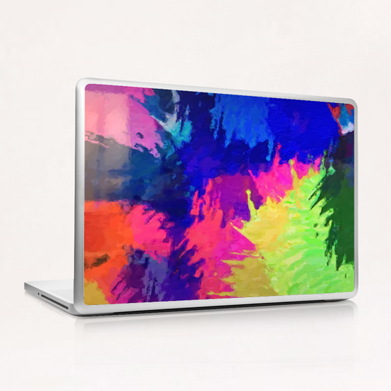 painting texture abstract background in blue pink yellow green Laptop & iPad Skin by Timmy333