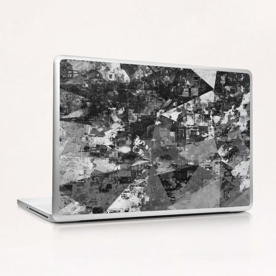 psychedelic geometric triangle polygon pattern abstract background in black and white Laptop & iPad Skin by Timmy333