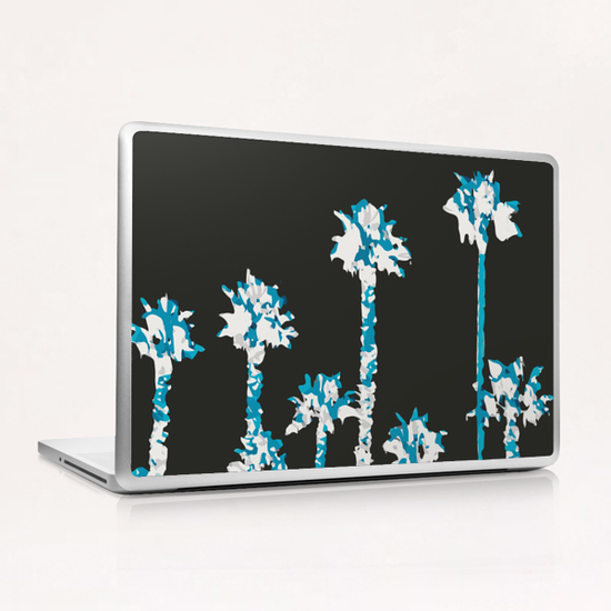 blue and white palm tree with dark blue background Laptop & iPad Skin by Timmy333