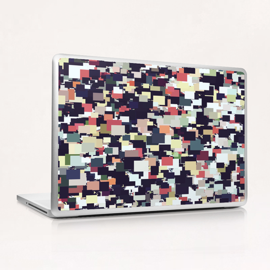 vintage geometric square pixel pattern abstract background in brown blue green orange Laptop & iPad Skin by Timmy333