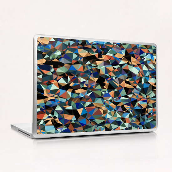 vintage psychedelic geometric triangle polygon pattern abstract in brown blue green Laptop & iPad Skin by Timmy333