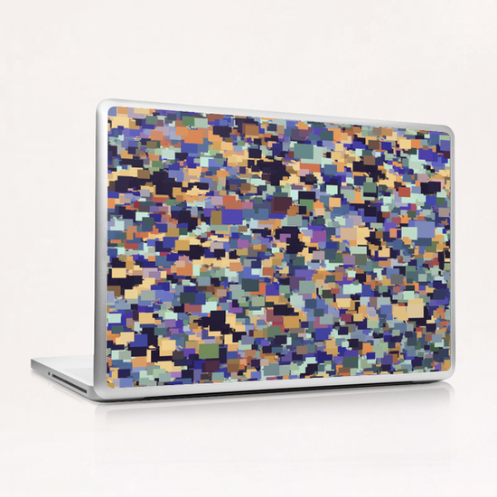 vintage geometric square pixel pattern abstract in purple blue brown Laptop & iPad Skin by Timmy333