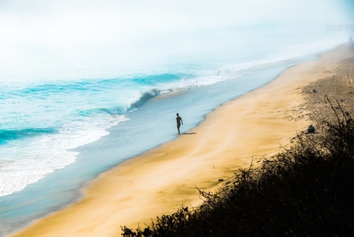 sandy beach and blue ocean at Point Mugu State Park, California, USA Mural by Timmy333