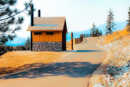 walkway with mountains view at Lake Tahoe, Nevada, USA Mural by Timmy333