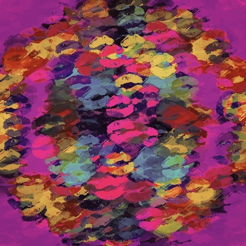 pink red yellow and purple kisses lipstick abstract background Mural by Timmy333