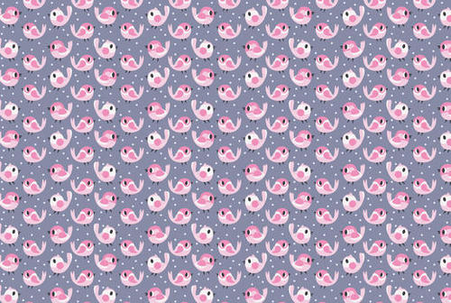 Pink Birds Pattern Mural by Claire Jayne Stamper